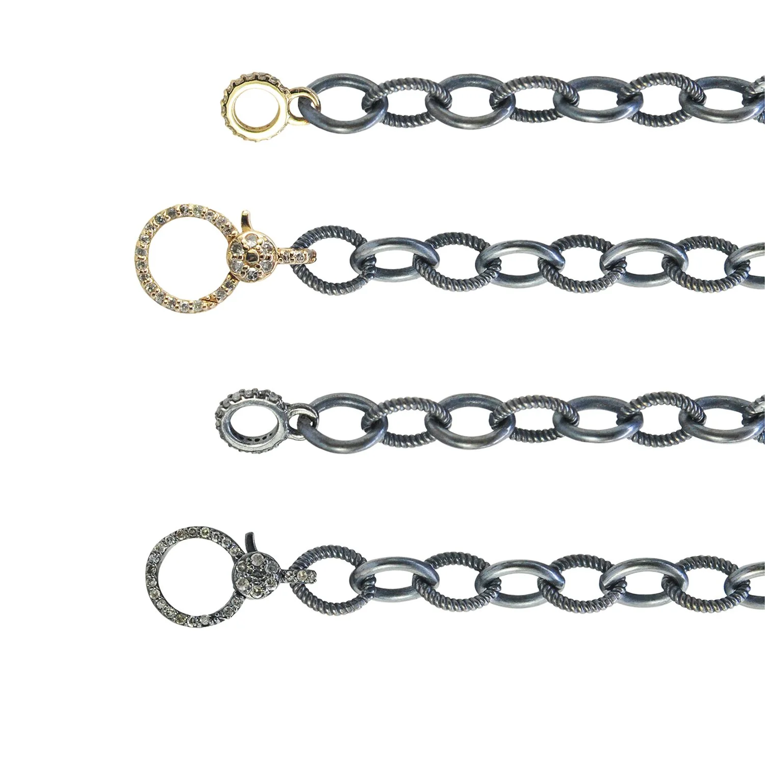 Handmade Oval Link Oxidized Silver Chain with Oxidized Silver